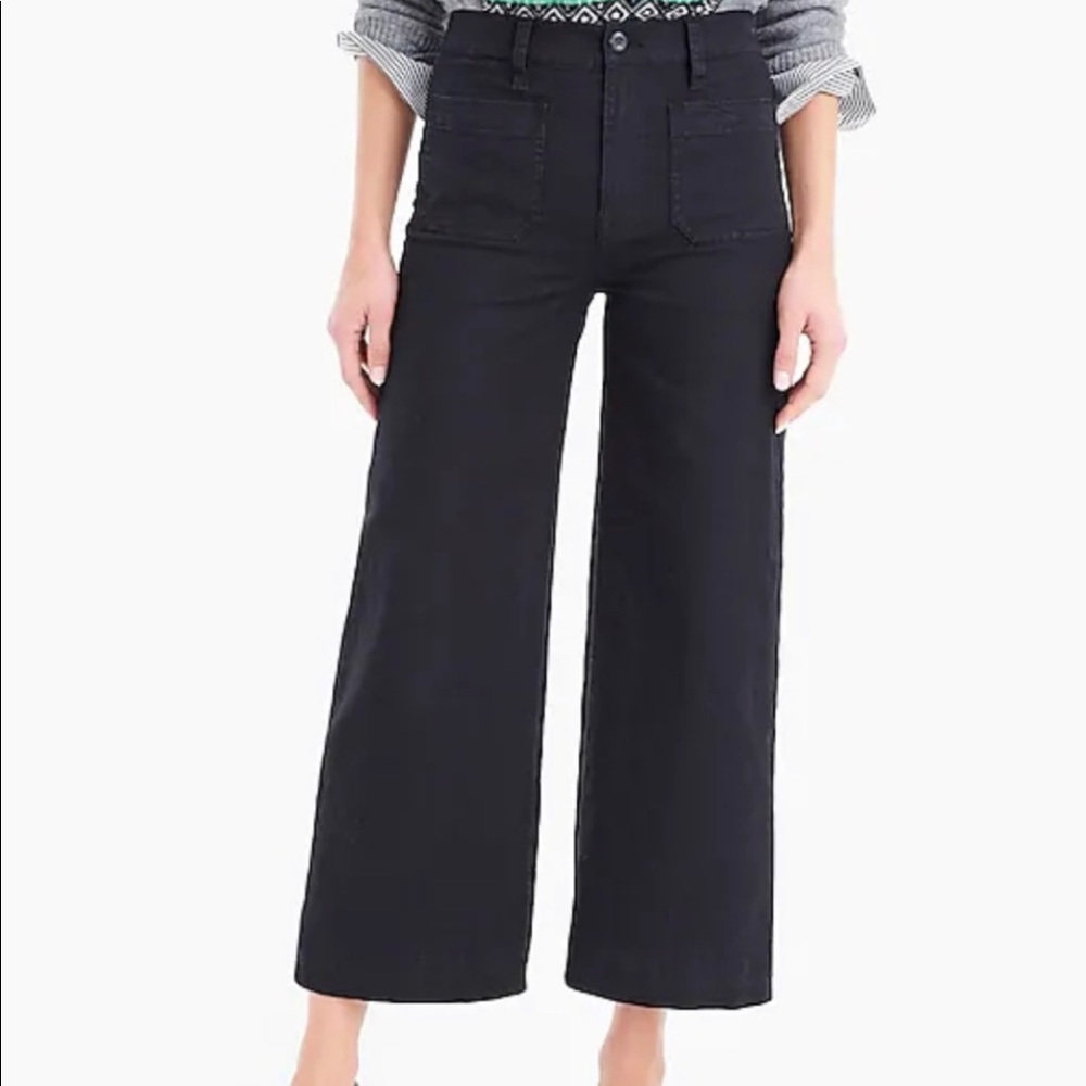 J. Crew Point Sur washed wide-leg crop pant in black
